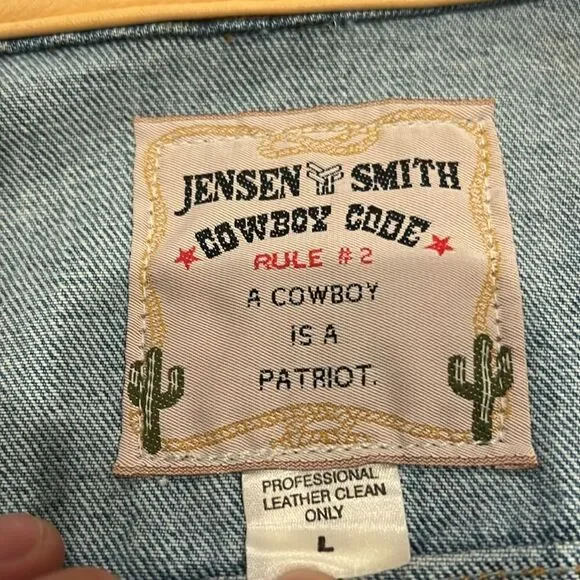 Vintage Jensen Smith Cowboy Code Leather & Denim Jacket Size L EUC for age rare